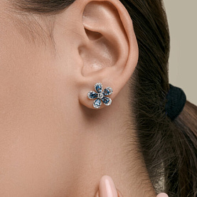 Серьги SOKOLOV - Золото 585, Горный хрусталь, Топаз лондон, Фианит (арт. 729367-3)