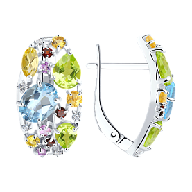 Серьги SOKOLOV - Серебро 925, Аметист, Гранат, Топаз, Фианит, Хризолит, Цитрин (арт. 92020174)
