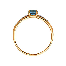 Кольцо SOKOLOV - Золото 375, Топаз лондон, Фианит (арт. 37715486)
