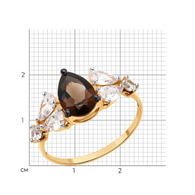 Кольцо SOKOLOV - Серебро 925, Раухтопаз, Фианит (арт. 92014452)