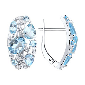 Серьги SOKOLOV - Серебро 925, Топаз, Фианит (арт. 92020171)