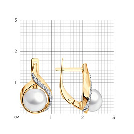 Серьги Diamant - Золото 585, Жемчуг культивированный, Фианит (арт. 51-320-02675-1)