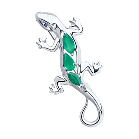 Брошь SOKOLOV - Серебро 925, Агат, Фианит (арт. 92040104)