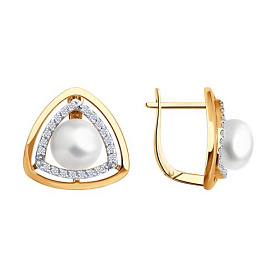 Серьги SOKOLOV - Золото 585, Жемчуг культивированный, Фианит (арт. 792478)