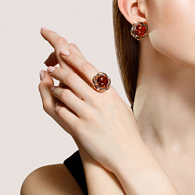 Серьги Diamant - Серебро 925, Фианит, Янтарь пресс. (арт. 93-320-00828-1)