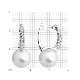Серьги SOKOLOV - Серебро 925, Жемчуг имитация, Фианит (арт. 94026028)