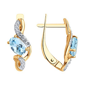 Серьги SOKOLOV - Золото 375, Топаз, Фианит (арт. 37728309)