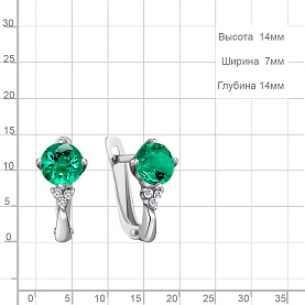 Серьги Аквамарин - Серебро 925, Синтетический изумруд, Фианит (арт. 43394Г.5)
