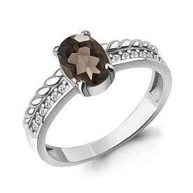 Кольцо Аквамарин - Серебро 925, Кварц дымчатый , Фианит (арт. 65019801А.5)