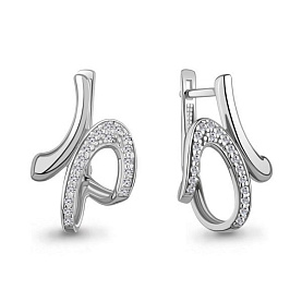 Серьги Аквамарин - Серебро 925, Фианит (арт. 400618А.5)