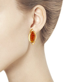 Серьги SOKOLOV - Серебро 925, Янтарь пресс. (арт. 83020032)