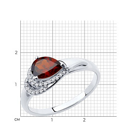 Кольцо Diamant - Серебро 925, Гранат, Фианит (арт. 94-310-00548-2)