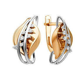 Серьги ЮФ Династия - Золото 585, Фианит (арт. 018012-1102)