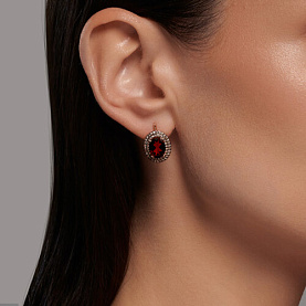 Серьги SOKOLOV - Золото 585, Гранат, Фианит (арт. 728005)