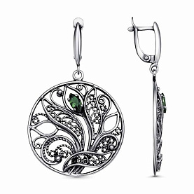 Серьги Красная пресня - Серебро 925, Синтетическая шпинель (арт. 33816152-7)