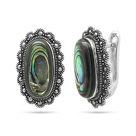 Серьги Эвора - Серебро 925, Марказит, Перламутр (арт. 633376)