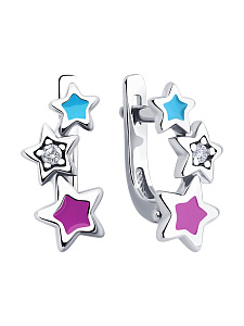 Серьги Diamant - Серебро 925, Фианит, Эмаль (арт. 94-120-02694-1)