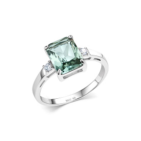 Кольцо Дар - Серебро 925, Празиолит, Фианит (арт. К-3927рс41200)