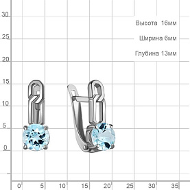 Серьги Аквамарин - Серебро 925, Топаз (арт. 45011702.5)