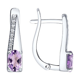 Серьги SOKOLOV - Серебро 925, Аметист, Фианит (арт. 92025369)