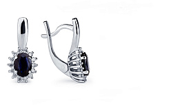 Серьги Platinum Lab. - Платина 950, Сапфир (арт. ПС-038С-01)