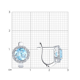 Серьги SOKOLOV - Серебро 925, Топаз, Фианит (арт. 92021162)