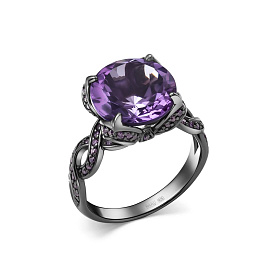 Кольцо Дар - Серебро 925, Аметист, Фианит (арт. К-5206чрс401277)