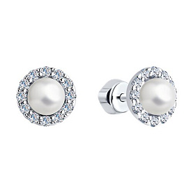 Серьги SOKOLOV - Серебро 925, Жемчуг культивированный, Фианит (арт. 94021962)