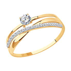 Кольцо SOKOLOV - Золото 375, Фианит (арт. 016898-4)