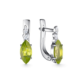 Серьги Дар - Серебро 925, Фианит, Хризолит (арт. С-5137рс40600)