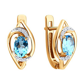 Серьги SOKOLOV - Золото 585, Топаз, Фианит (арт. 729390)