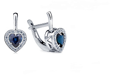 Серьги Platinum Lab. - Платина 950, Сапфир (арт. ПС-023С-01)