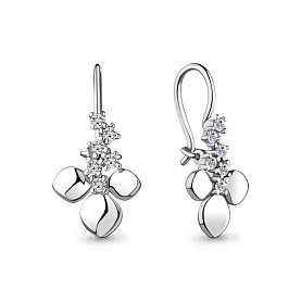 Серьги Аквамарин - Серебро 925, Фианит (арт. 48757А.5)