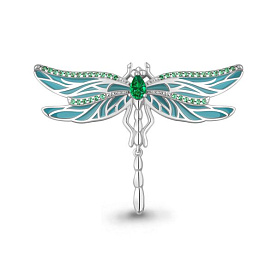 Брошь Аквамарин - Серебро 925, Синтетический изумруд, Эмаль (арт. 77474Г.5)