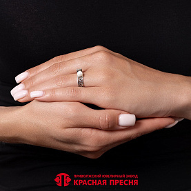Кольцо Красная пресня - Серебро 925, Жемчуг имитация (арт. 23616704)