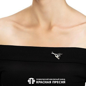 Брошь Красная пресня - Серебро 925, Фианит (арт. 1389568Д)