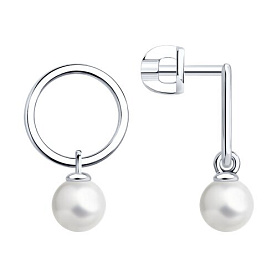 Серьги Diamant - Серебро 925, Жемчуг имитация (арт. 94-122-02350-1)