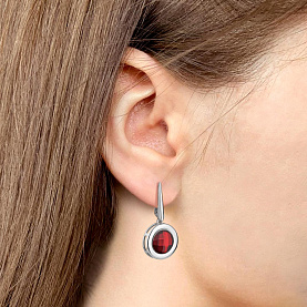Серьги Аквамарин - Серебро 925, Синтетический гранат (арт. 45014985.5)