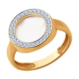 Кольцо SOKOLOV - Золото 585, Перламутр, Фианит (арт. 717104)