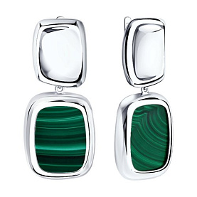 Серьги SOKOLOV - Серебро 925, Синтетический малахит (арт. 83020141)