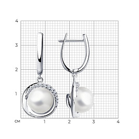 Серьги SOKOLOV - Серебро 925, Жемчуг синтетический, Фианит (арт. 94023490)