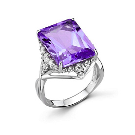 Кольцо Дар - Серебро 925, Аметист, Фианит (арт. К-5267рс40100)