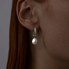 Серьги SOKOLOV - Серебро 925, Жемчуг культивированный, Фианит (арт. 92022812)