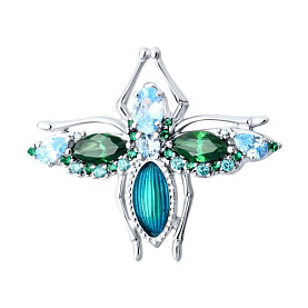 Брошь SOKOLOV - Серебро 925, Фианит, Эмаль (арт. 94040322)