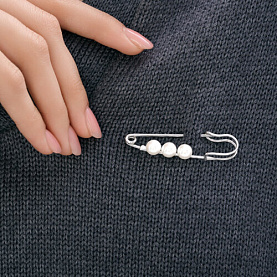 Булавка Diamant - Серебро 925, Жемчуг имитация (арт. 94-140-00046-1)