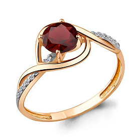 Кольцо Аквамарин - Золото 375, Гранат, Фианит (арт. 6520703А.8)