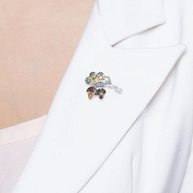 Брошь SOKOLOV - Серебро 925, Раухтопаз, Фианит, Хризолит, Цитрин (арт. 92040075)