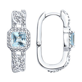 Серьги SOKOLOV - Серебро 925, Топаз, Фианит (арт. 92025399)