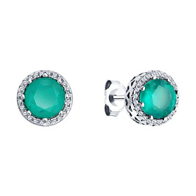 Серьги SOKOLOV - Серебро 925, Синтетический ситалл , Фианит (арт. 92025255-91)