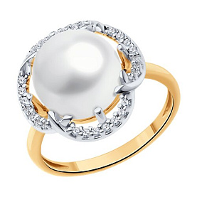 Кольцо Diamant - Серебро 925, Жемчуг культивированный, Фианит (арт. 93-310-01926-1)